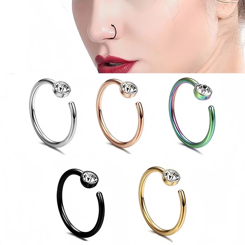 5pcs 18G Nose Rings C-Shaped N - Body Jewelry Surgical Steel 评论和价格