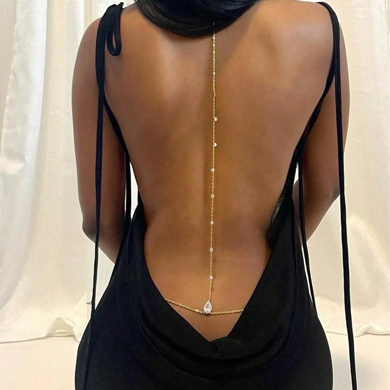 Bride Backless Rhinestone Wate - Body Jewelry Necklace 评论和价格